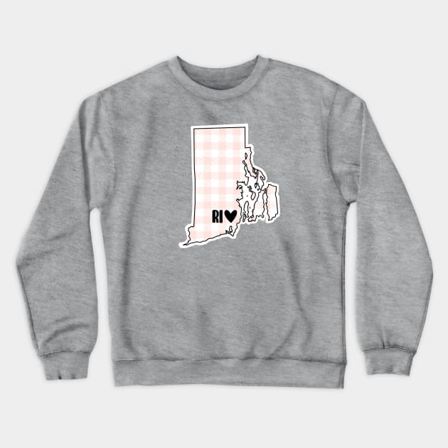 USA States: Rhode Island (pink plaid) Crewneck Sweatshirt by LetsOverThinkIt